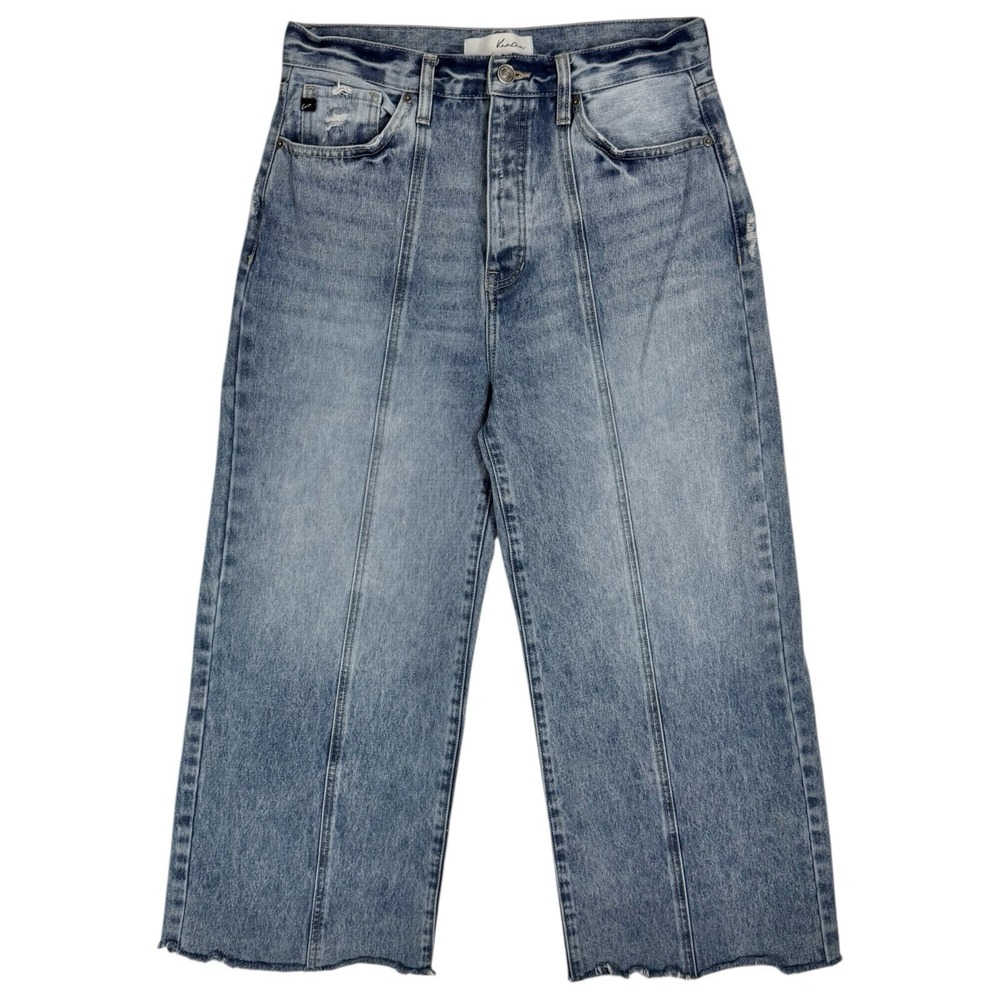 Kancan Ultra High Rise Wide Leg Jeans Size 9 28 cropped baggy‎ Light Wash 90s
